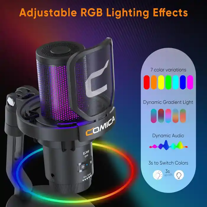 COMICA EJoy Uni Pro RGB Cardioid Condenser Wireless USB Microphone